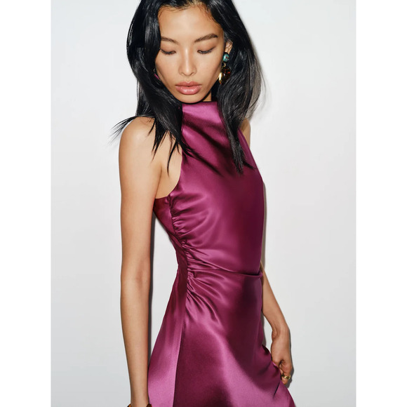 Reformation Anaiis Silk Dress Hibiscus Tea - Picture 6 of 12